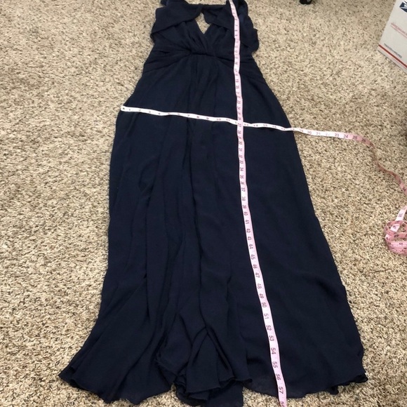 Badgley Mischka Petunia Dress Size 2 Navy Blue Twist Cut Out Open Back Gown - Picture 9 of 10